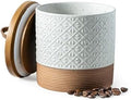 Miamolo Ceramic Jar with Lid, Airtight Coffee Canisters, White & 20