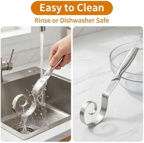 Seamless Danish Dough Whisk, 10 Inch Stainless Steel