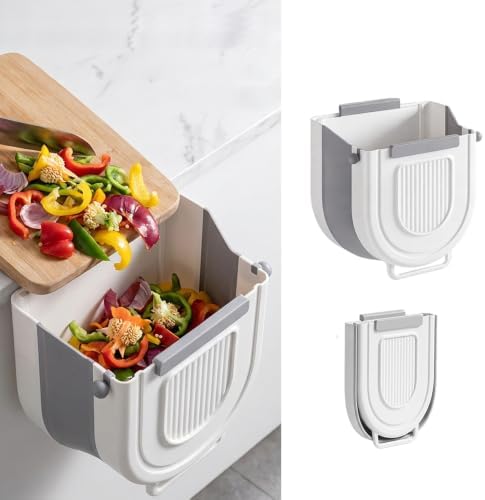 Multipurpose Hanging Collapsible Trash Can, Gray, 2.64Gal