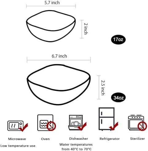 TOSSOW Square Glass Mixing Bowl Set of 2, Serving Bowls All Purpose