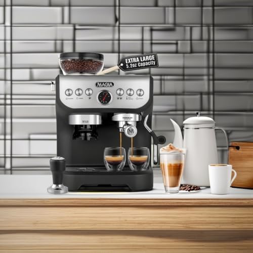Zulay Kitchen Magia Manual Espresso Machine with Built-In Grinder