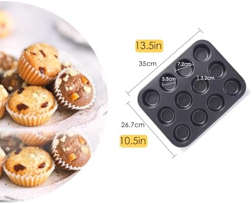 2 Packs Nonstick Round Muffin Baking Pan Tin, 12-Cup Muffin Tin