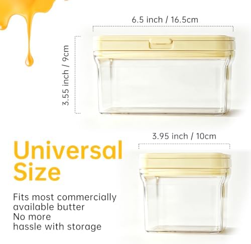 Extra Large Airtight Butter Dish with Lid for countertop & Fridge
