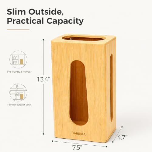 Bamboo Grocery Bag Holder, Wall Mount Plastic Bag Holder