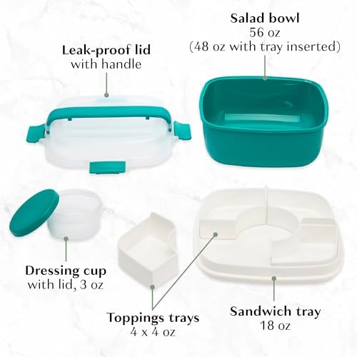Goodful Stackable Lunch Box Container, Bento Style Food Storage with