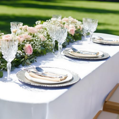 NEWISHER White Oval Tablecloth 60 x 120 inch, Washable Table Cloth