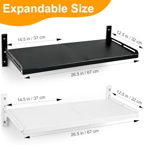 ABCOOL Expandable Wall-Mount Microwave Shelf with 4 Hooks