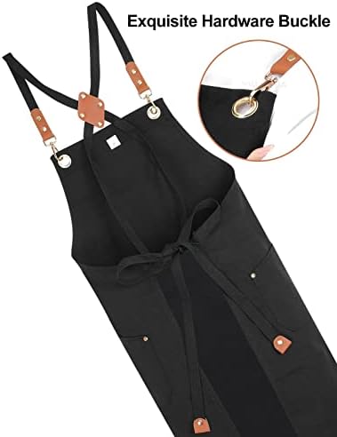 Apron for Women Men with Long Adjustable Cross Back Straps and Large