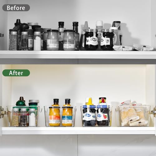 12 Pack Clear Plastic Storage Bins with Handles