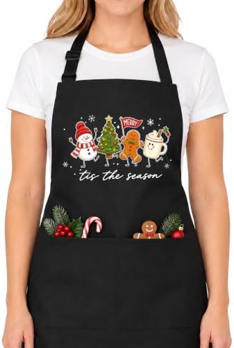 Tis the Season Winter Christmas Apron with Pockets