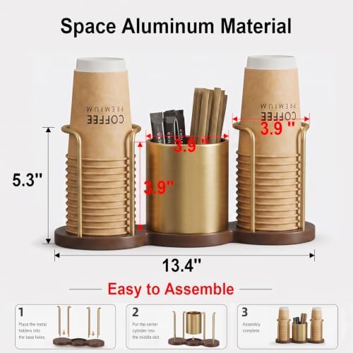 Coffee Station Organizer with Straw & Stirrer Storage Caddy for Cups