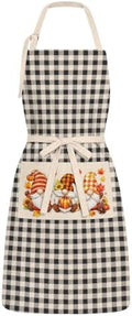 OccuPied Fall Aprons with Pockets for Women Pumpkins Leaves Kitchen