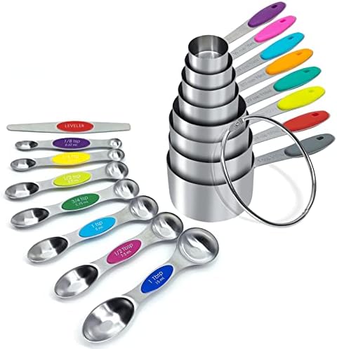 16PCS Magnetic Measuring Spoons and Measuring Cups Set, 7 Double-Sided
