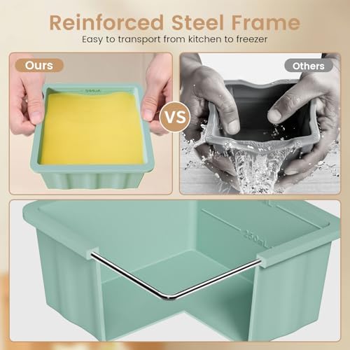 Silicone Freezer Tray for Soup Ice Cubes: 2-Cup Freezing Trays with
