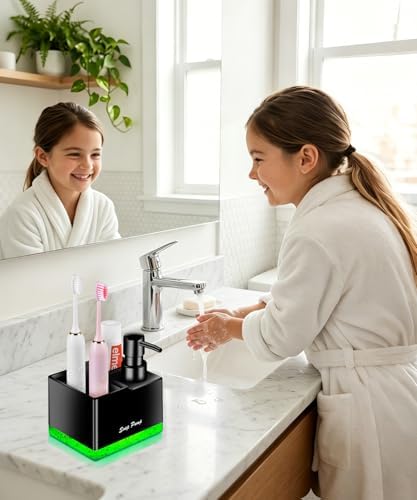 Dish Soap Dispenser with Sponge Holder, 3-in-1, Black