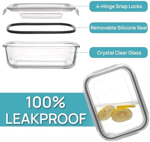 Vtopmart 5 Pack 22oz Glass Storage Containers, Grey