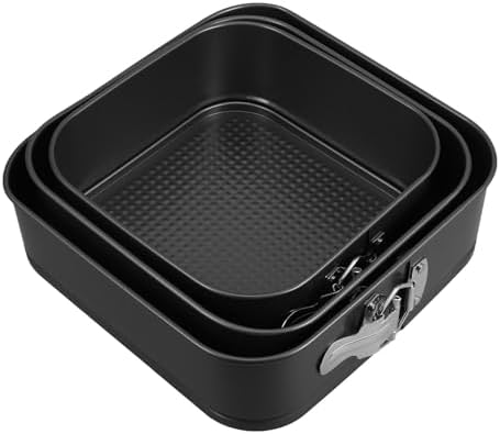 Springform Cake Pan Set with Removable Bottom 3pcs Square Carbon Steel