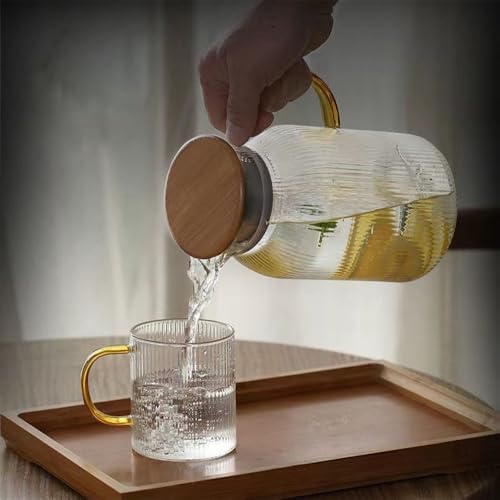 Drinking 1500ml Glass Water Pitcher with Handle Lid