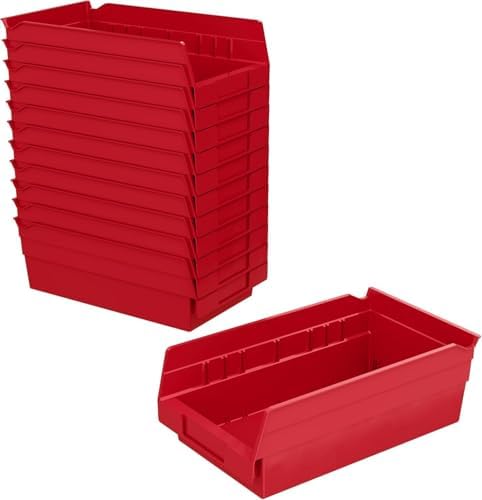 Akro-Mils 30130 Plastic Shelf Bins, 12" x 6.5" x 4", 12-Pk