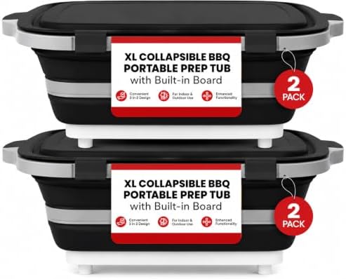 Pamper Paws 2-Pack XL BBQ Prep Tub - 3-in-1 Collapsible Food Prep Tub