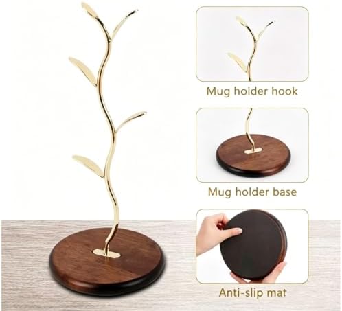 Mi hogar Leaf-Shaped Mug Tree Stand for Kitchen Counter, Modern