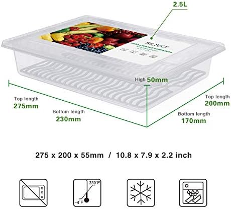 3 Pack 2.5L Fruit Storage Containers for Fridge with Water Drain Trays