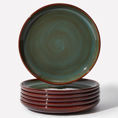 Pokini Ceramic Dinner Plates Set of 6, 10inch Salad, Dessert Plates