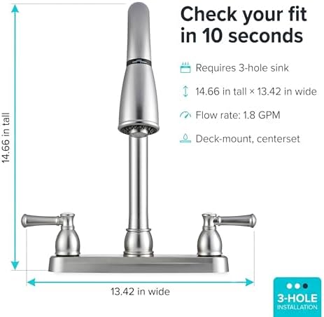 Dura Faucet DF-PK350L-SN RV Pull-Down Kitchen Faucet, Satin Nickel