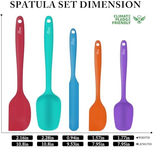 HOTEC 600°F Heat Resistant Silicone Rubber Spatula Set,Multicolor, Set