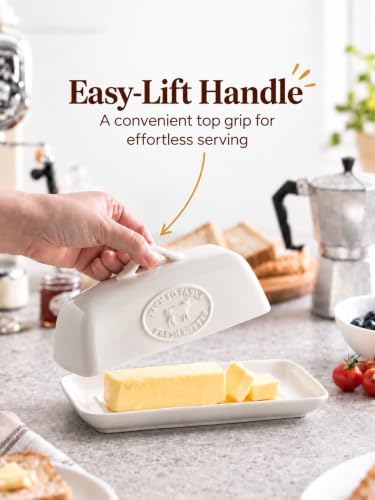 Cow Butter Dish, Ceramic Butter Dish with Lid for Countertop