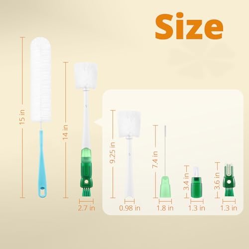 OUTXE 5 Pack Bottle Brush Cleaning Set, 5-in-1 Cup Cleaner Brush