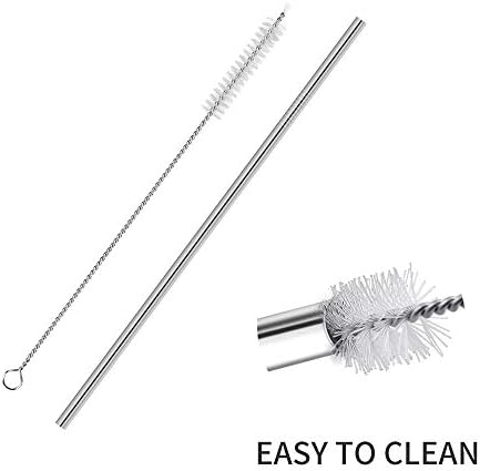 8 Pack Reusable Metal Straws Long Stainless Steel Straws Drinking
