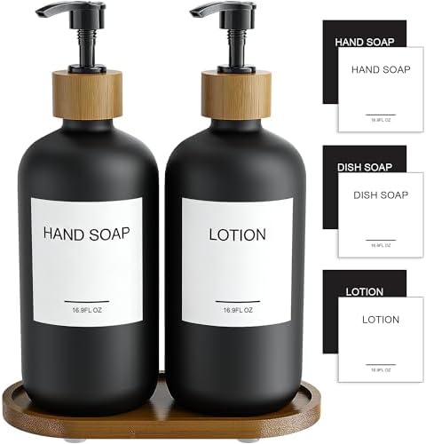 MASADI Black Soap Dispenser Set with Tray