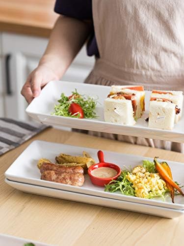 LAUCHUH Serving Platters for Party, 14-inch Porcelain Rectangle Plates