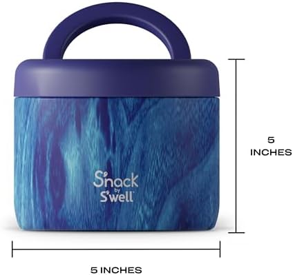 S'nack by S'well Stainless Steel Food Container, 24 Oz, Azure Forest