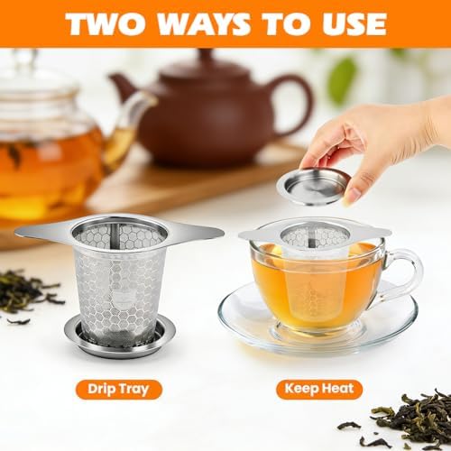 2Pcs Loose Leaf Tea Infuser with 1 Tong, Stainless Steel Loose Leaf