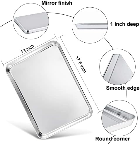 TeamFar Cookie Sheets with Cooling Racks, 2 Pans + 2 Racks, 17.6x13x1