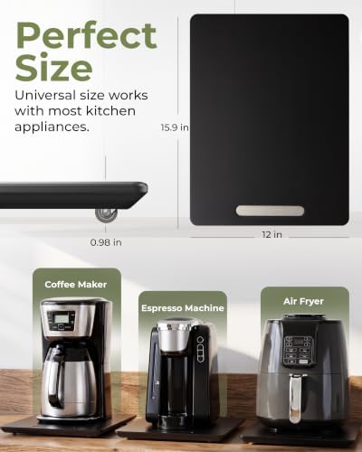 Prime Pick Kitchen Appliance Slider, Black, 16 x 12 Inch