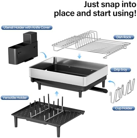 Urackify Expandable Dish Drying Rack, Stainless Steel