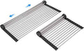 Large Telescopic Drain Rack Roll Up Rack Heat-Resistant Dish Drainer Kitchen Sink Rack Over the Sink Dish Drying Rack Stainless Steel Dish Rack (18 Tube 21.25''x12.79'')