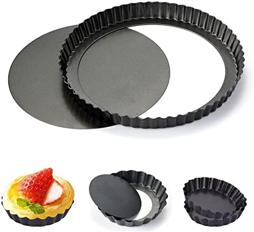 Theuzi 9 in Non-Stick Tart and Quiche Pan and 4 Mini Tart Pans 4-inch