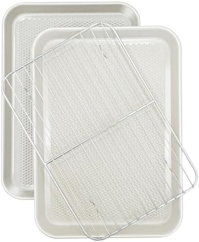 2-Pack 9x13 Quarter Sheet Pan Baking Sheet Set with Wire Rack