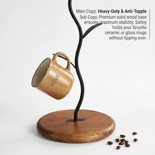 15.8 Inch Coffee Mug Tree for Counter - Leaf Shaped Mug Rack, Space