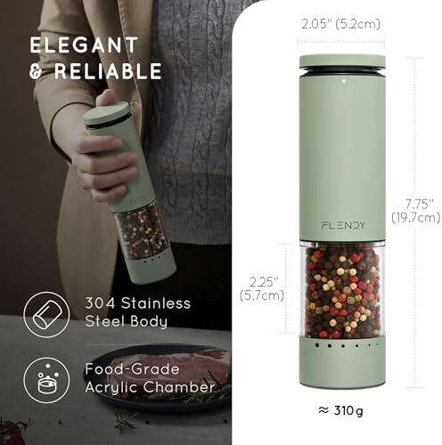 Flendy Rechargeable Salt and Pepper Grinder Set, Charging Base