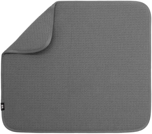 S&T INC. Dish Drying Mat 16" x 18" Charcoal and Dish Soap Dispenser