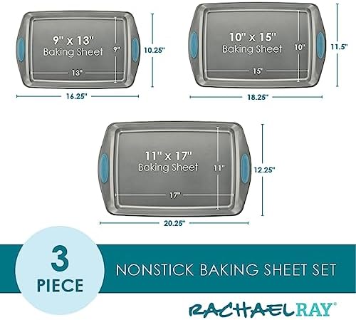 Rachael Ray Nonstick Bakeware Cookie Pan Set, Baking Sheets, 3-Piece