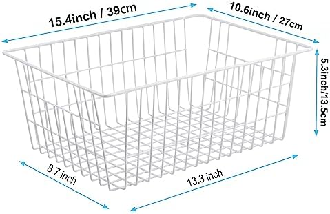 iPEGTOP Wire Storage Freezer Baskets, Set of 2 Large 15.4" Household