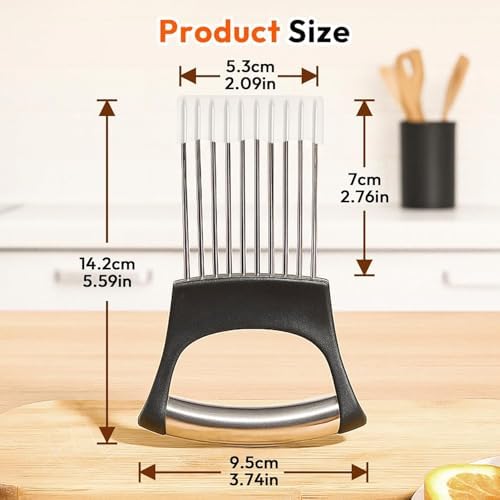 Onion Slicer, Stainless Steel Onion Holder for Slicing with Protective