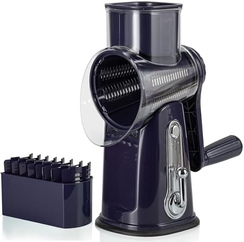 5-in-1 Rotary Cheese Grater with Handle, Purple