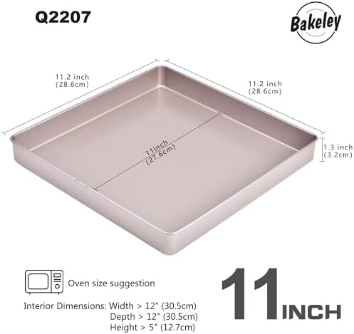 11x11 Inch Square Baking Pan Nonstick Carbon Steel Tray for Oven